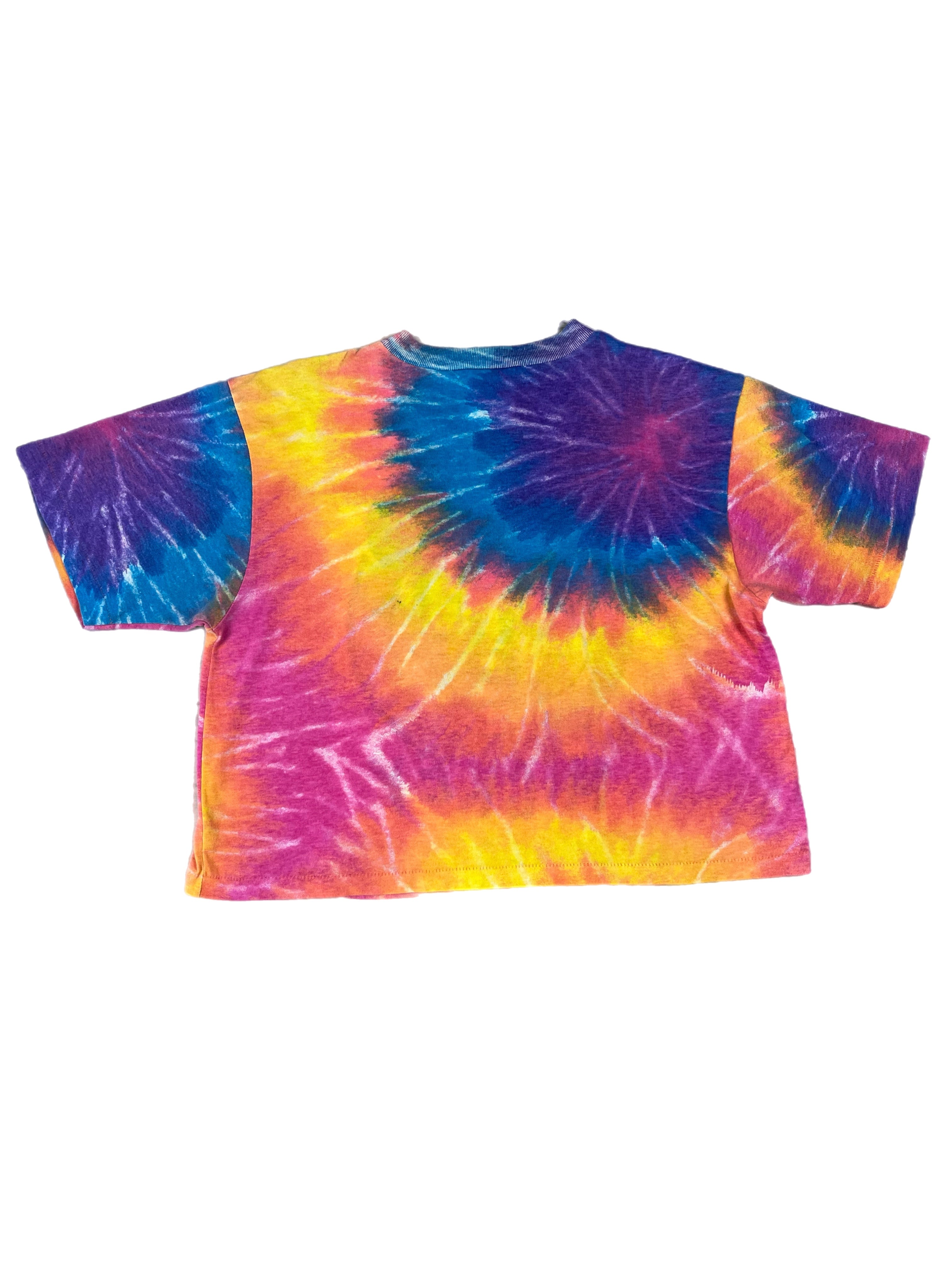 90s Tie Dye Mickey Mouse Cropped Shirt - L