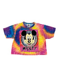 90s Tie Dye Mickey Mouse Cropped Shirt - L