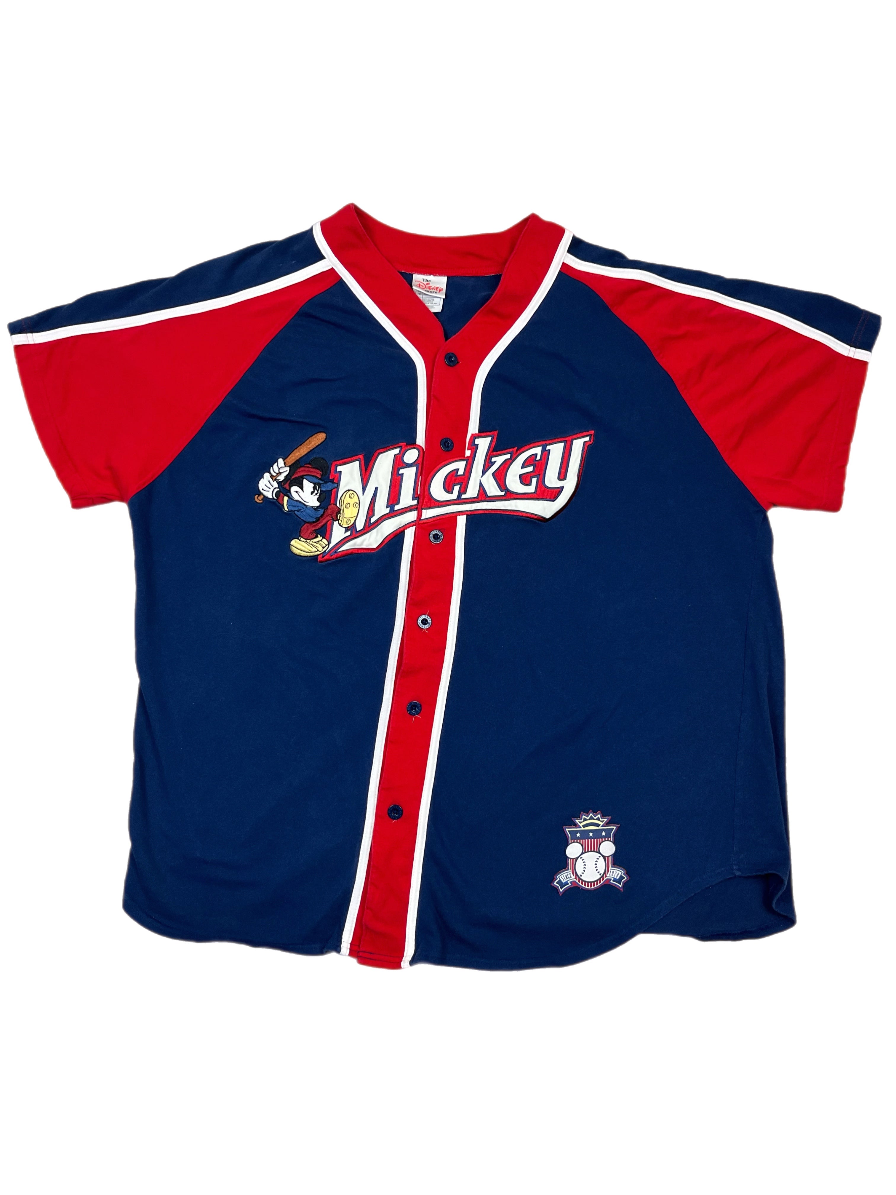 Vintage Mickey Baseball Button Up Shirt -XL